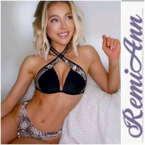 Leopard Halter Bikini Swimsuit
